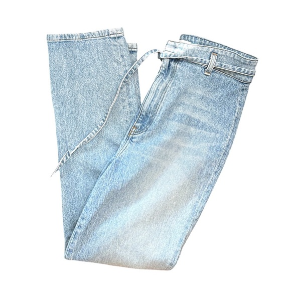 Reformation Vicki High Rise Straight Leg Shoestring Belt Montego Blue Wash Sz 29 - Picture 8 of 13
